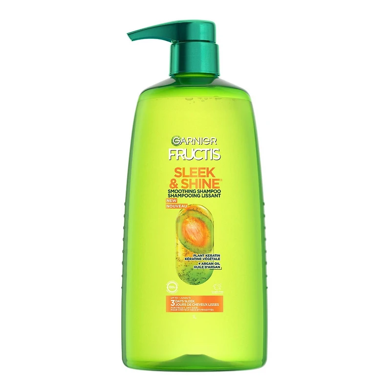 Garnier Fructis, Sleek & Shine Fortifying Shampoo, For Frizzy, Dry Hair, 1 L
