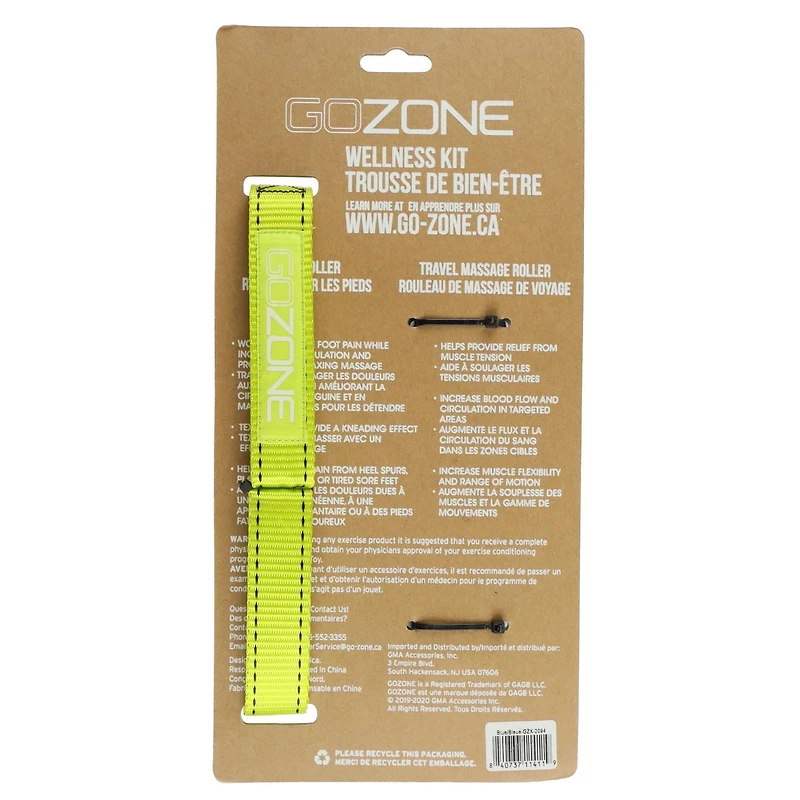 GoZone Wellness Kit – Travel Massage Roller & Foot Roller – Blue/Black/Green