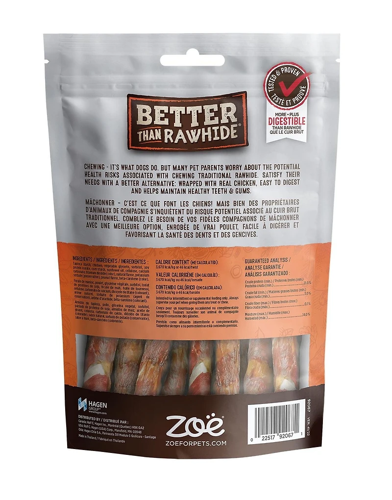 Zoe Better Than Rawhide Twists, Peanut Butter, 148 g, 148g / 12 Twists