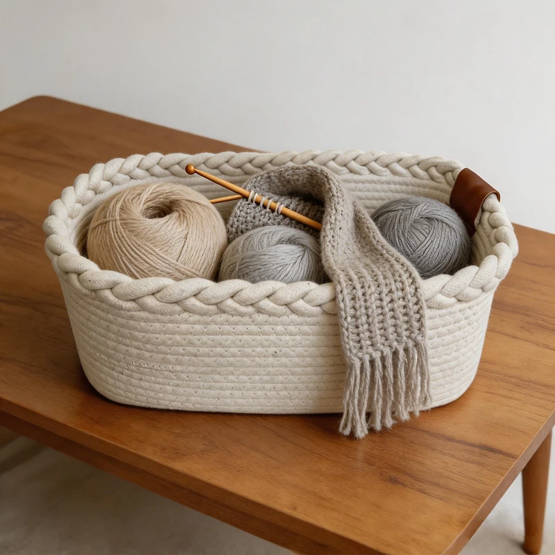 HOMETRENDS Corde de coton panier Sotrage