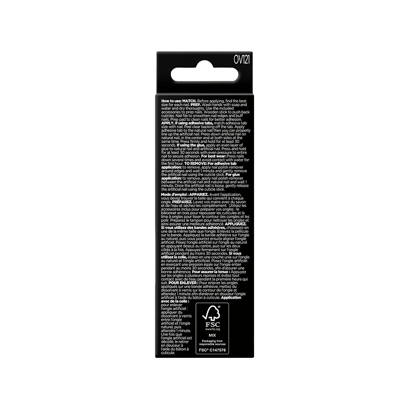 Sally Hansen - Salon Effects® Perfect Manicure™ oval-shaped press-on nails - includes 24 premium fake nail, nail file, wooden stick, prep pad, adhesive tabs and nail glue, Premium ready to wear nails