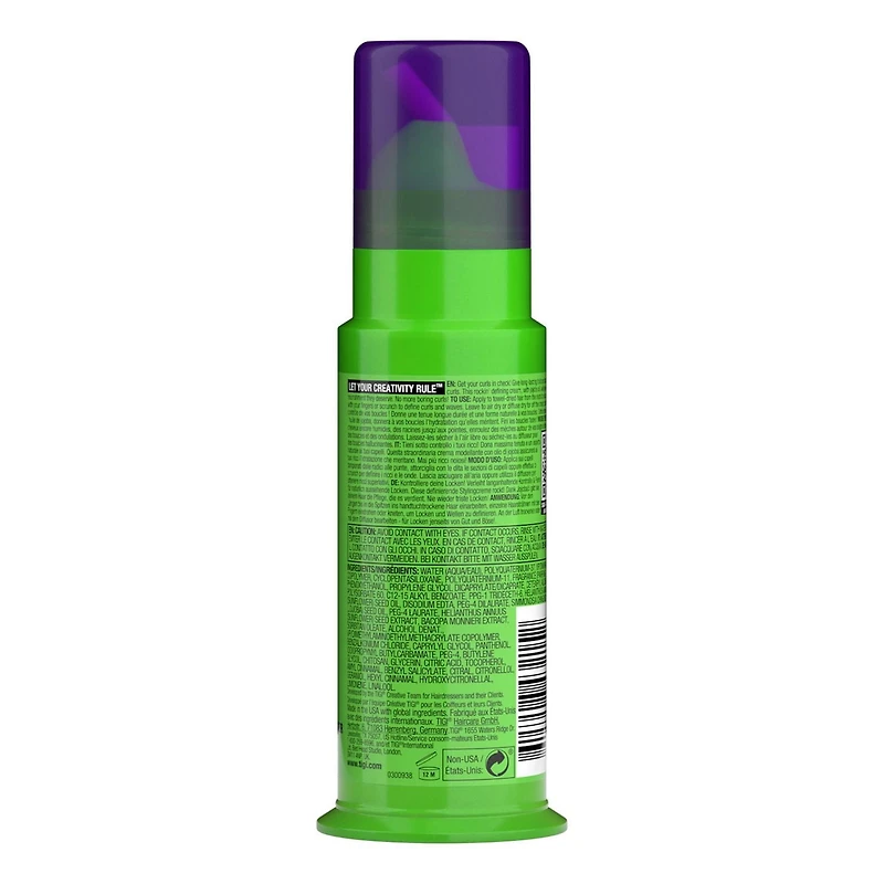 Bed Head by TIGI Curls Rock Amplifier Curly Hair Cream for Defined Curls 3.82 fl oz, Define and enhance curls and waves