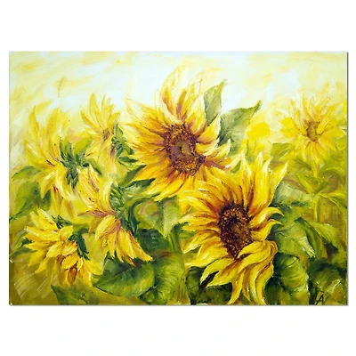 Designart Bright Yellow Sunny Sunflowers Canvas Wall Art