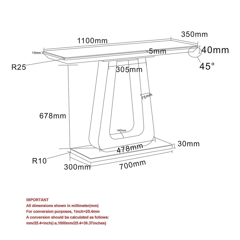 Contemporaine MDF et Verre Console - Gris Chaud