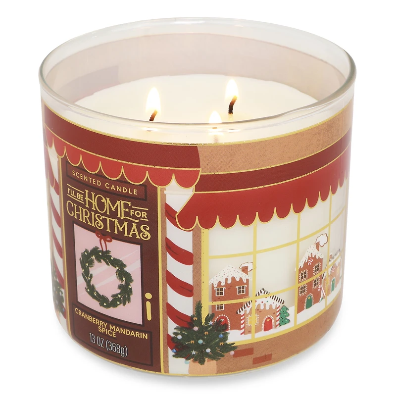 Mainstays 3-Wick Candle I'll Be Home For Christmas Cranberry Mandarin Wrap, 13-Ounce