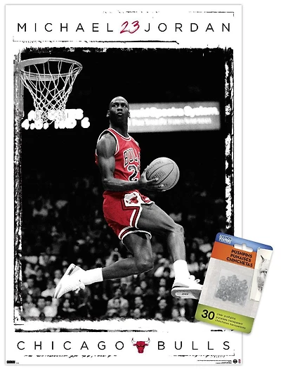 Michael Jordan - Dunk Wall Poster, 14.725" x 22.375" Framed