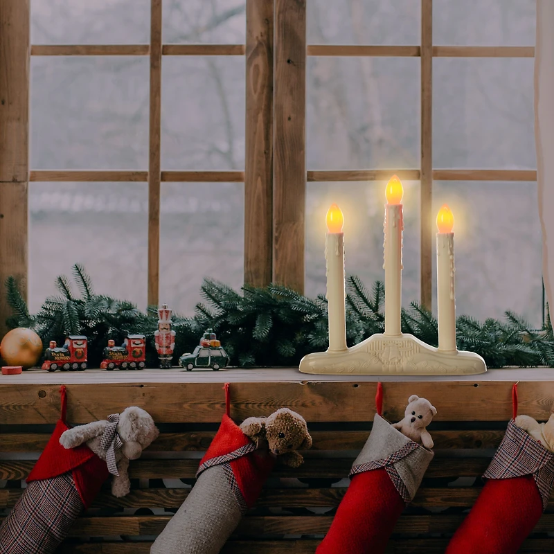 Holiday Time Christmas 3 Lights Candelabra with Orange Bulbs