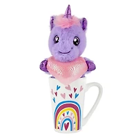 Way To Celebrate Valentine’s Day Plush Toy in Latte Mug, Unicorn