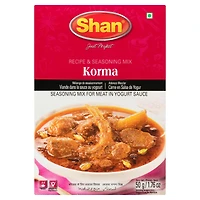Shan Korma Masala Seasoning Mix – Authentic Indian Spice Kit for Traditional Korma Curry & Meat in Yogurt Sauce – Ideal for Rich Korma Sauce | No Preservatives | Mughlai Flavor Spice Packet (50g), 50 g