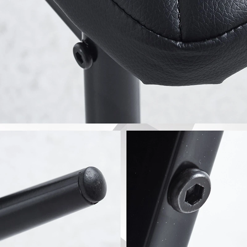 Noble House Modern Dining Chair Set of 4, Fireproof Leather Upholstery with Diamond Grid Pattern and Metal Frame,Black