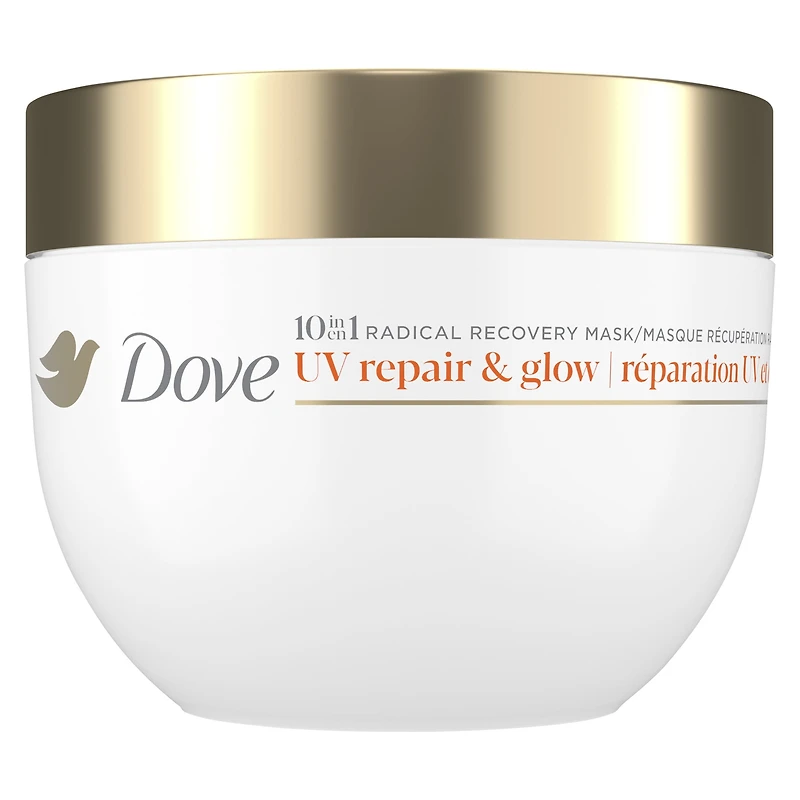 Masque revitalisant Réparation en profondeur de 99 % des dommages capillaires causés par Dove Radical Recovery les UV UV Repair & Glow avec perles Lumi-Beads fondantes 260g