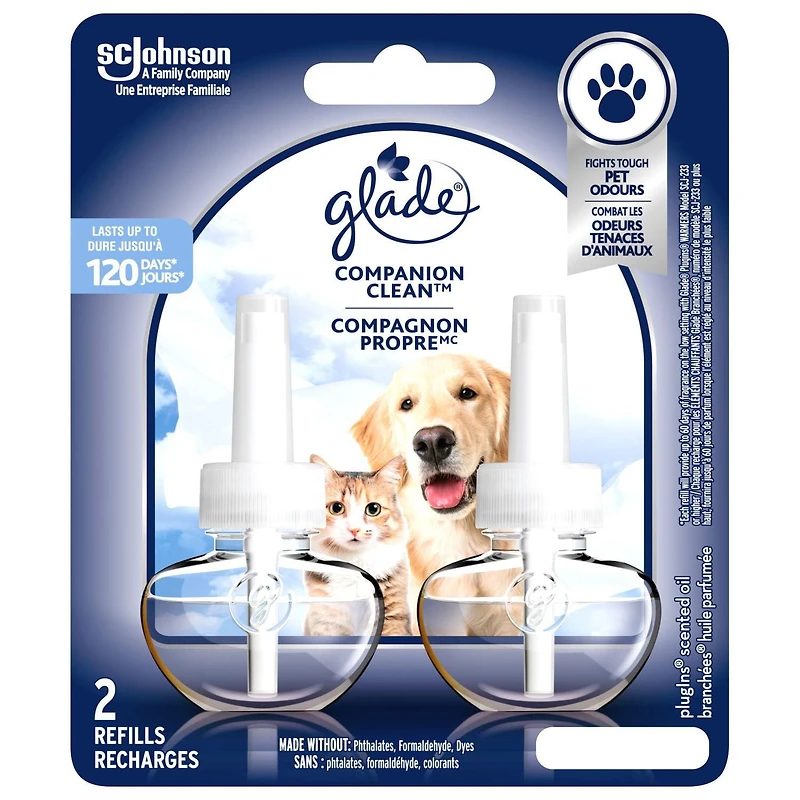 Glade PET Plugins® Air Freshener Oil Refill, Companion Clean™, 2 Refills