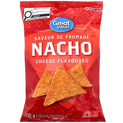 Great Value Nacho Cheese Flavoured Tortilla Chips, 200 g
