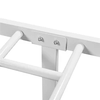 Fullfurnique Minimalist Metal Bed Frame with Vertical Bar Headboard and Footboard, Queen, White