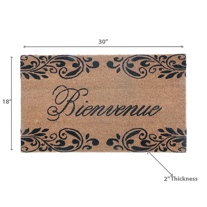 Coir Door Mat Bienvenue Scroll 18 X 30