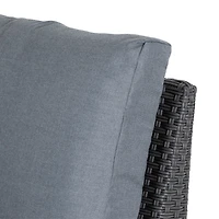 CorLiving Brisbane, canapé d'angle central de terrasse en résine tressée antirouille avec coussins, gris anthracite/gris clair
