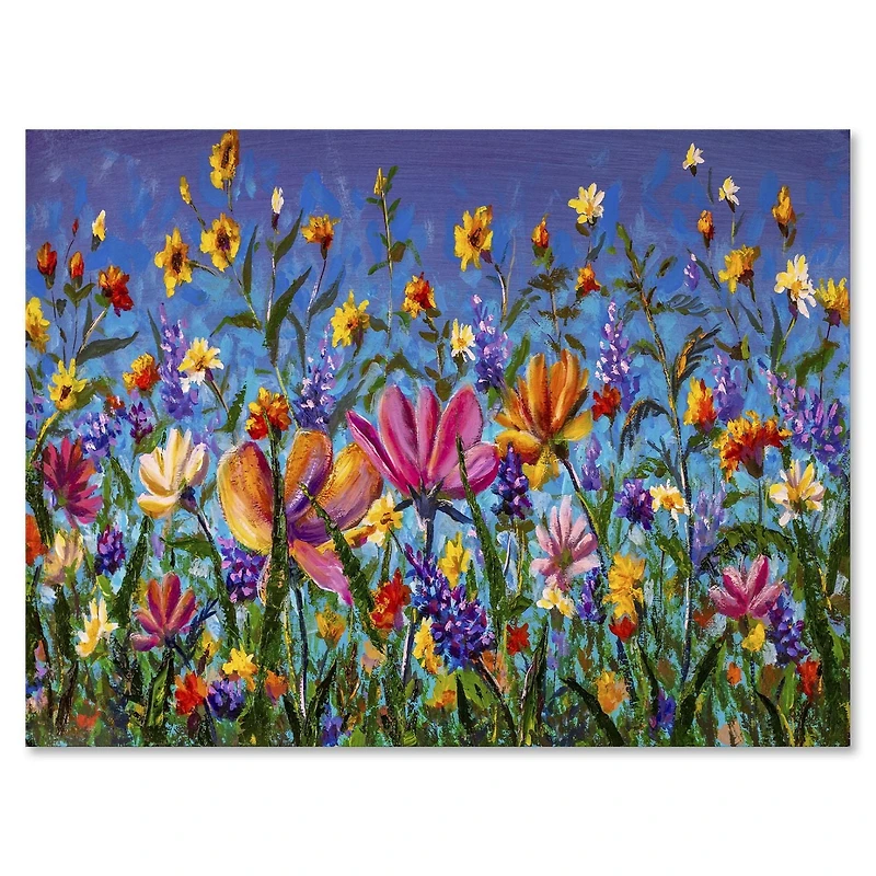 Designart Marguerites et fleurs sauvages dans le champ de jardin d'été I Art mural sur toile