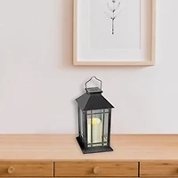 LED Solar Clear Glass Pane Lantern with Faux Candle Plain