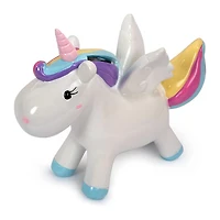 Truu Design Cute Novelty Polyresin Unicorn Kids Money Bank, 7.5 x 2.75 x 6.25 inches, Multicolour