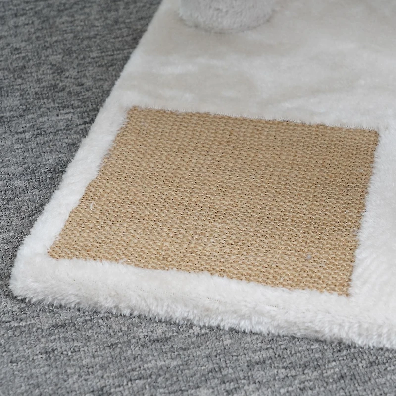 Vibrant Life 3-Level 31.5"Small Cat Tree with Top Perch, Paper Rope Scratching Post, Two Toys, Cream