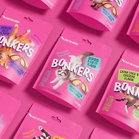 BONKERS Gâteries pour chat croquantes et moelleuses, saveur Friand de fruits de mer, 3 OZ 85g