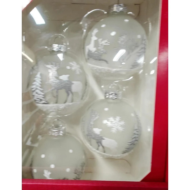 HOLIDAY TIME 65MM x 4CT DEER GLASS ORNAMENT
