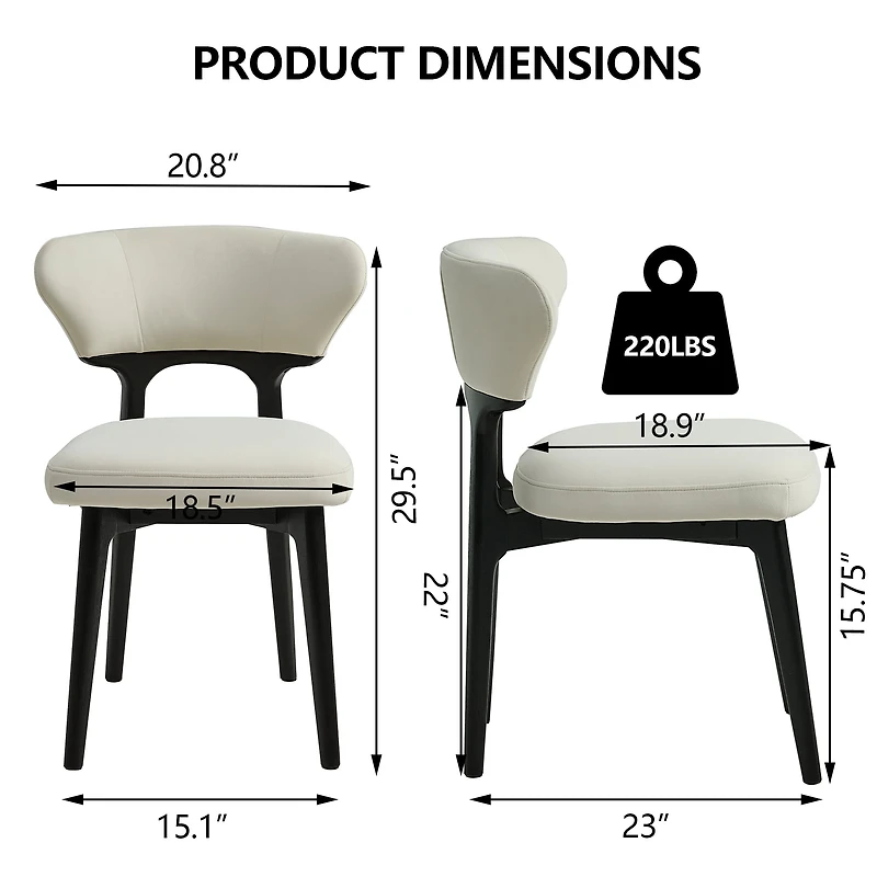 Noble House Solid Wood Dining Chairs Set of 4 Black Modern Upholstered Dining Room Chair