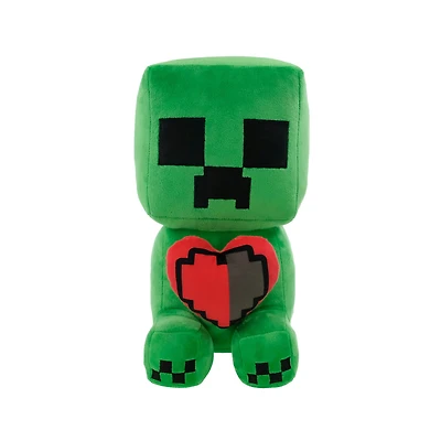 Peluche Creeper Minecraft de grande taille tenant un cœur, 30 cm de haut, par Ruz