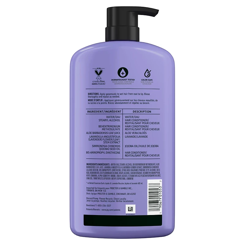 HERBAL ESSENCES – REVITALISANT POUR CHEVEUX BOUCLÉS JOJOBA ET LAVANDE – 1L