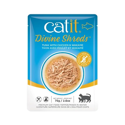 Garniture Divine Shreds pour chats, Thon avec poulet et wakamé, 75 g