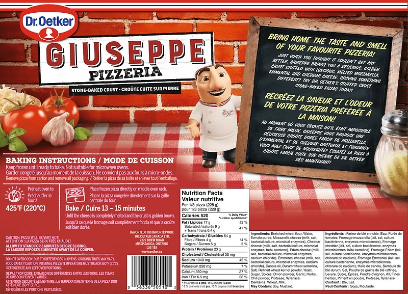 Dr. Oetker Giuseppe Stuffed Crust 4 Cheese Pizza, Gius Std Crt 4 Chs