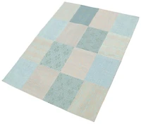 ECARPETGALLERY 5'8" x 7'8" Contemporary Collage Handmade Area Rug for Living Room, Dining Room and Bedroom in Blue
