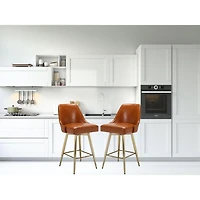 CENTRA STOOL<br>counter stool made with PU Brushed gold legs<br>38"H (SH 26) x 20"W x 21.5"D<br>Seat: 18"W x 17"D<br>Back: 13" H