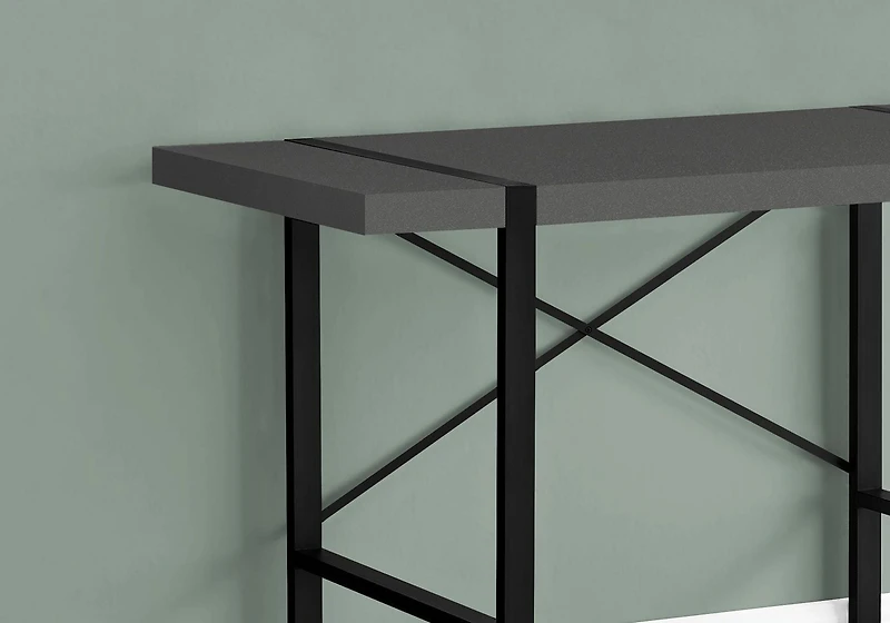 Monarch Specialties Computer Desk, Home Office, Laptop, 48"l, Work, Metal, Laminate, Grey, Black, Contemporary, Modern