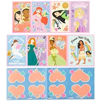 Cartes de Saint-Valentin Disney Princesse avec autocollants, Multi-couleurs, 32 Compte