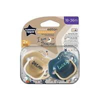 Tommee Tippee Moda Pacifiers, Symmetrical Design, BPA-Free Silicone Baglet, Includes Sterilizer Box, 18-36m, 2-Count, 18-36m