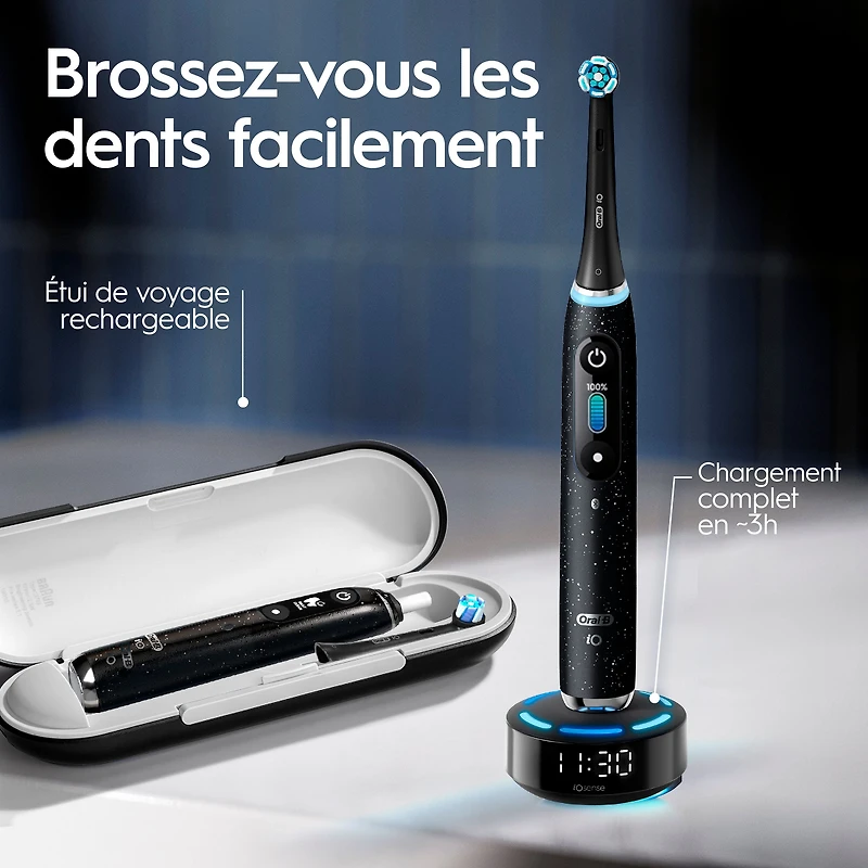 Brosse à dents électrique rechargeable Oral-B Série iO 10 avec brossettes de rechange Nettoyage optimal et brossettes de rechange Soins doux