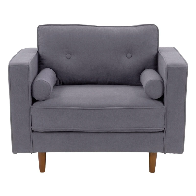 CorLiving Mulberry Mid-Century Comfy Wide Armchair for Living Room - Accent Chair and Reading Nook Chair, Ideal Armchair, Armchair with Included Bolster Cushions