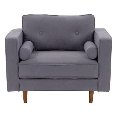 CorLiving Mulberry Mid-Century Comfy Wide Armchair for Living Room - Accent Chair and Reading Nook Chair, Ideal Armchair, Armchair with Included Bolster Cushions
