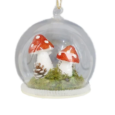 Holiday Time Glitter Mushroom in Dome Ornament