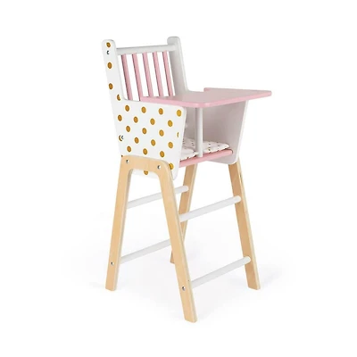 Janod Candy Chic Highchair – Wooden Baby Doll Chair - Ages 3+