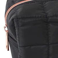 Pen + Gear Padded Squares Pencil Pouch in Smooth Black Polyester with Rose Gold Metallic Zip