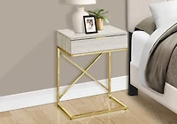 Monarch Specialties Accent Table, Side, End, Nightstand, Lamp, Storage Drawer, Living Room, Bedroom, Beige Marble Look Laminate, Gold Metal, Contemporary, Modern