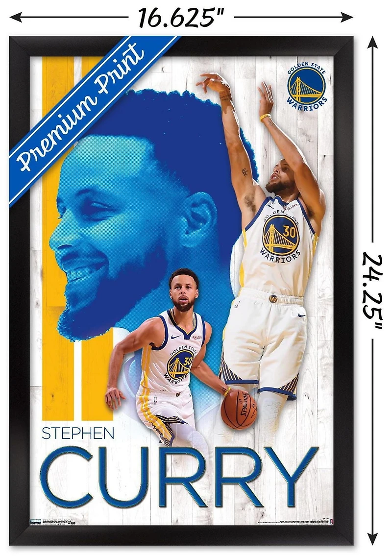 NBA Golden State Warriors - Stephen Curry 19 Wall Poster, 22.375" x 34" Framed