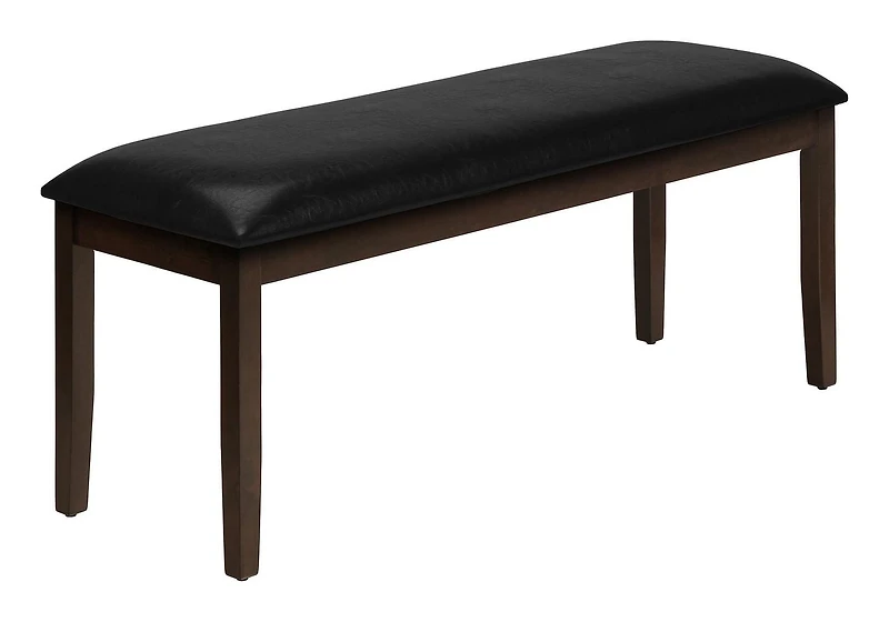 Monarch Specialties Bench, 48" Rectangular, Dining Room, Hallway, Entryway, Upholstered, Wood, Brown Solid Wood, Black Leather-look, Transitional