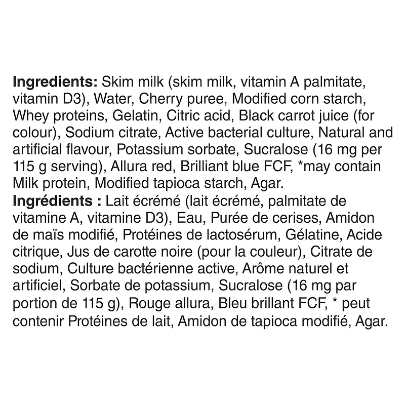 Yoplait Source 0% Smooth Traditional Yogurt, Cherry, No Added Sugar, 630 g