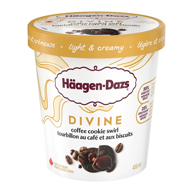 Crème glacée légère HÄAGEN-DAZS Divine Tourbillon au café et aux biscuits, 450 ml HAGEN DAZS HD DVN CFE TRB BSCT