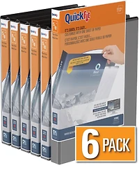QuickFit View Binder, Round Ring, 6 Pack, 5/8"