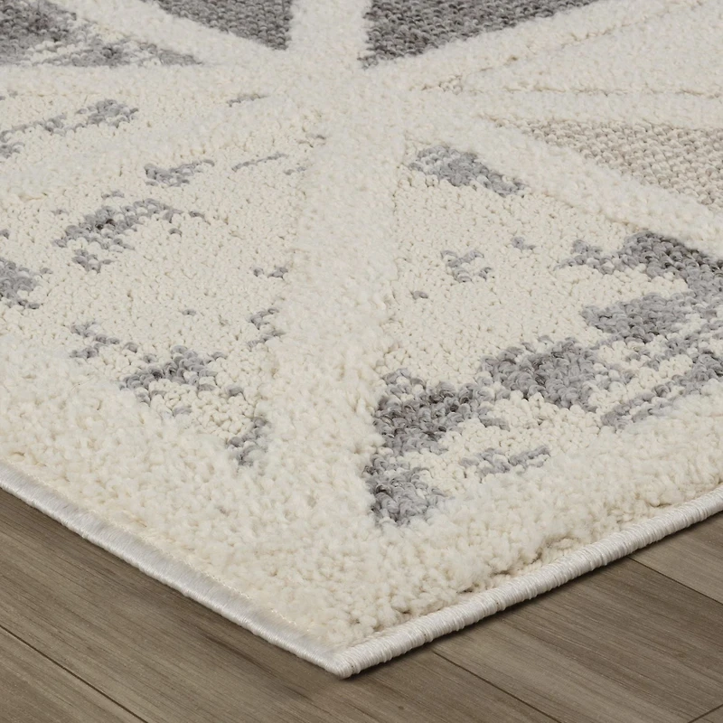 Rug Branch Nimbus Geometric Indoor Area Rug, Cream Grey, Modern - Living Room, Bedroom, Dining Room, and Kitchen