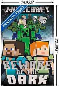 Minecraft - Beware Of The Dark Wall Poster with Magnetic Frame, 22.375" x 34"